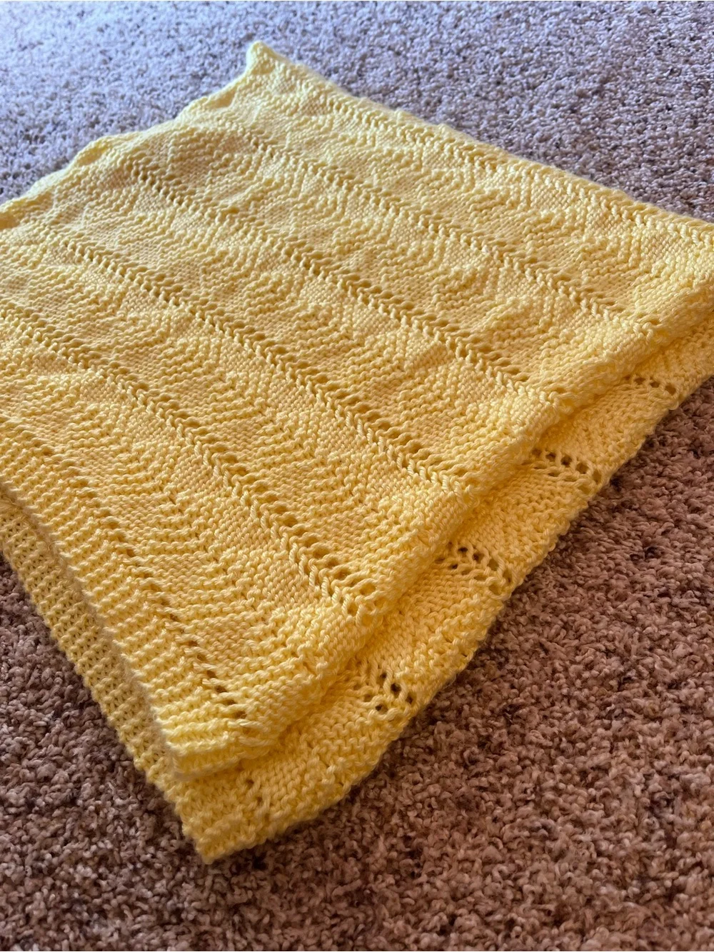 Handmade Crochet Yellow Baby Blanket - 39”x35” Rectangle Bed Throw for Nursery